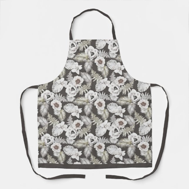 Elegant Floral Print Apron (Front)