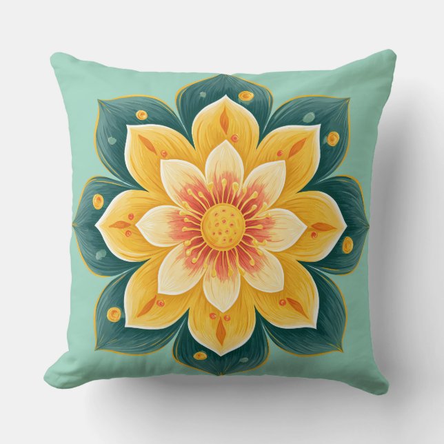 Elegant Floral Print Decorative Pillow (Front)