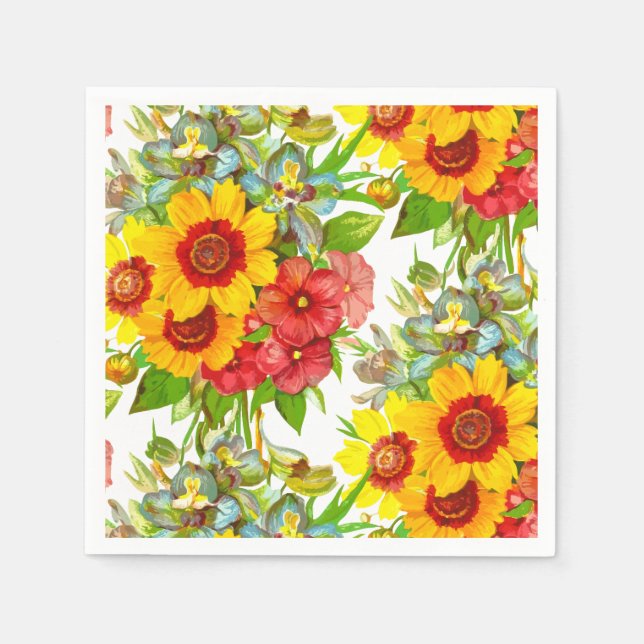 Elegant  Floral Print   Napkin (Front)