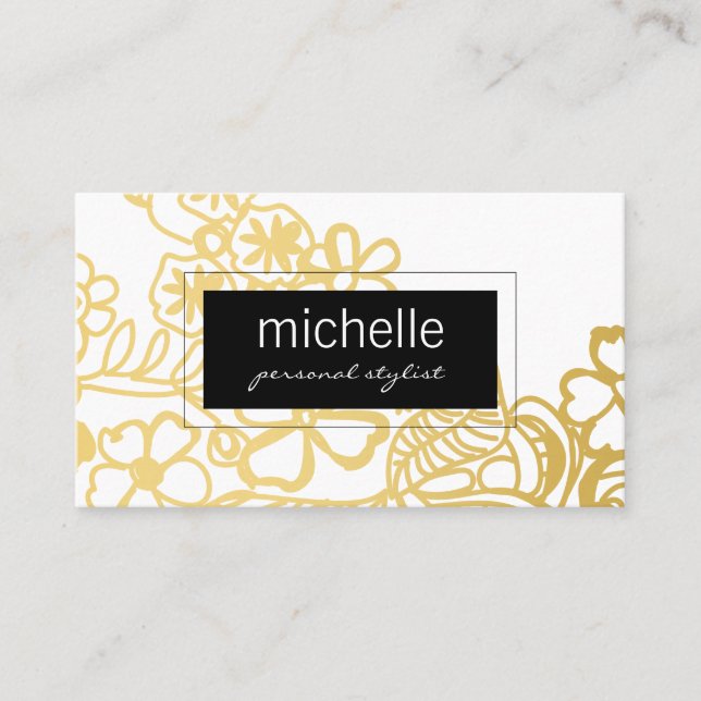 Elegant Floral Print Personal Stylist Business Card (Front)