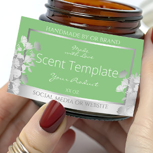 Elegant Floral Product Label Sage Green and Silver