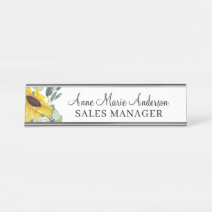 Elegant Floral Professional Name Desk Name Plate