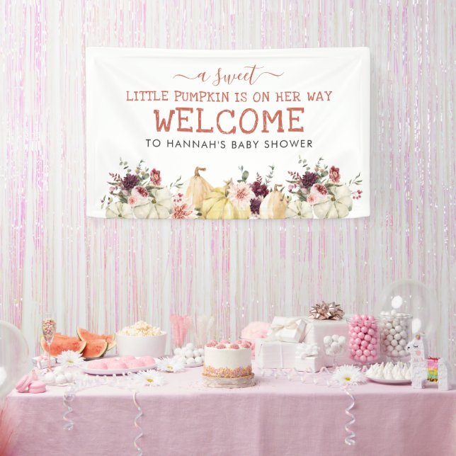 Elegant Floral Pumpkin | Autumn Baby Shower Banner (Party)