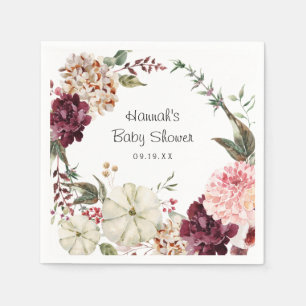 Elegant Floral Pumpkin   Baby Shower Napkin