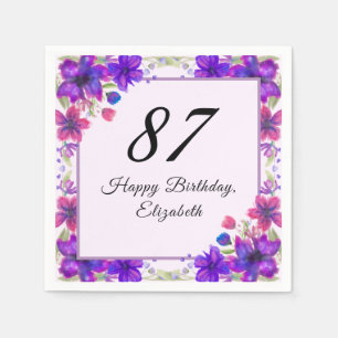 Elegant Floral Purple 87th Birthday Napkin