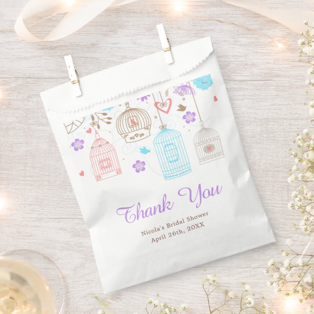 Elegant Floral Purple and Blue Bridal Shower Favour Bag (Clipped)