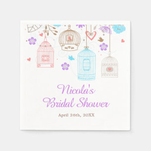 Elegant Floral Purple and Blue Bridal Shower Napkin