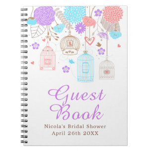 Elegant Floral Purple and Blue Bridal Shower Notebook