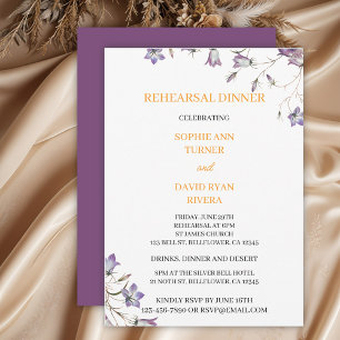 Elegant Floral Purple Bellflower Rehearsal Dinner Invitation
