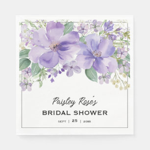 Elegant Floral Purple Bridal Shower Napkin