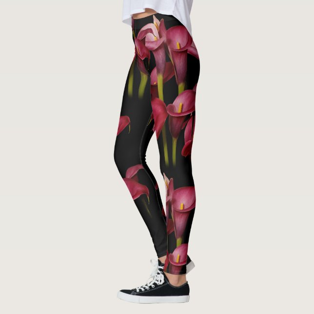 Elegant Floral Purple Calla Lilies Leggings (Left)