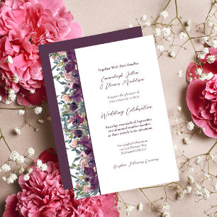Elegant Floral Purple Garland Wedding Invitation