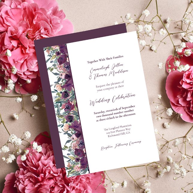 Elegant Floral | Purple Garland Wedding Invitation (Creator Uploaded)