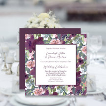 Elegant Floral | Purple Garland Wedding Invitation