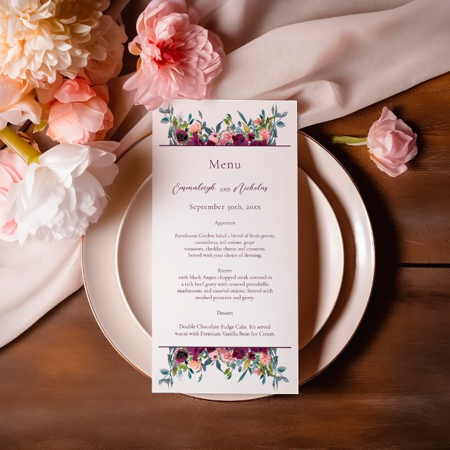 Elegant Floral | Purple Garland Wedding Menu (Creator Uploaded)