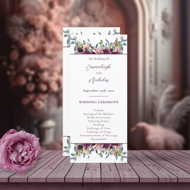Elegant Floral | Purple Garland Wedding Program (Creator Uploaded)