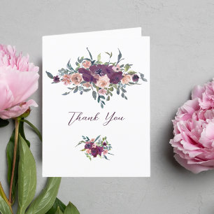 Elegant Floral   Purple Garland Wedding Thank You Card