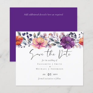 Elegant Floral Purple Orange Wedding