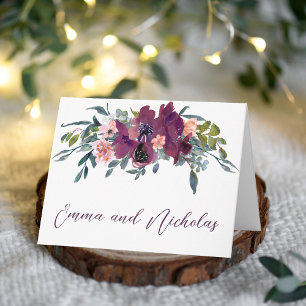 Elegant Floral Purple Pink Folded Note Card