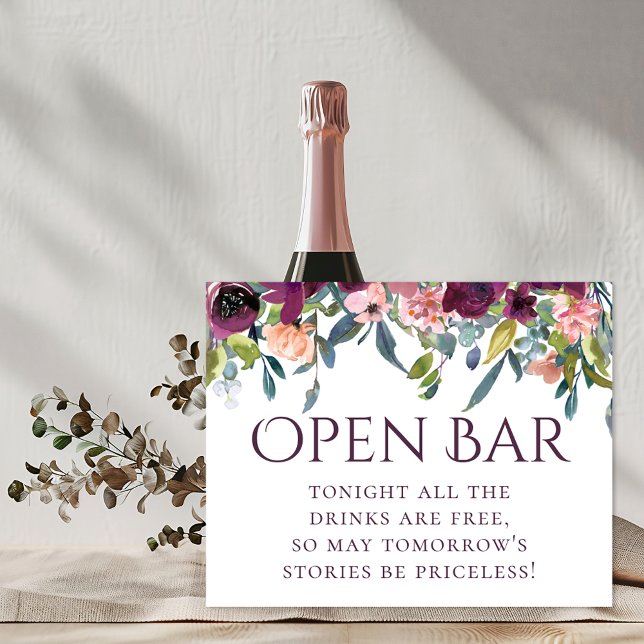 Elegant Floral | Purple Pink Garland Open Bar Poster (Creator Uploaded)