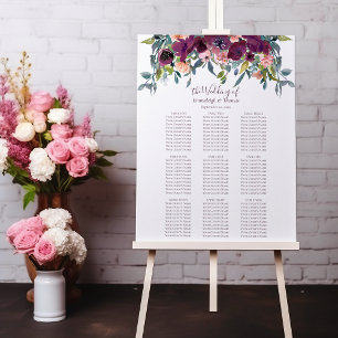Elegant Floral Purple Pink Garland Seating Chart