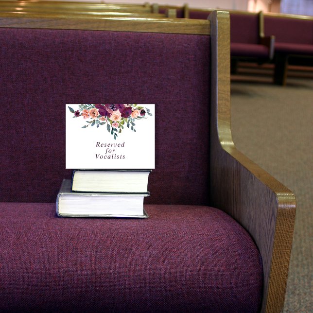 Elegant Floral | Purple Pink Reservation Sign Card (Creator Uploaded)