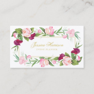 Elegant Floral Purple Pink Sweet Pea Vintage Business Card