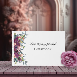 Elegant Floral   Purple Pink Wedding Guest Book