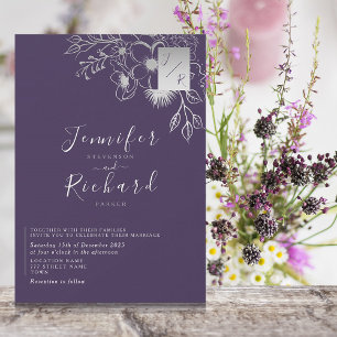 Elegant Floral Purple Wedding Invitation