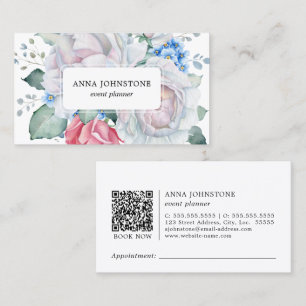 Elegant Floral QR Code Appointment Business Card