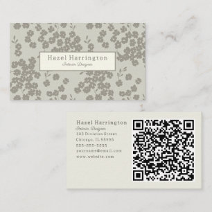 Elegant Floral QR Code Business Cards Neutral