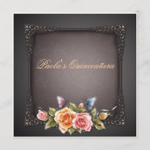 Elegant Floral Quinceañera Birthday Invitation