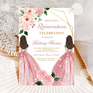 Elegant Floral Quinceañera Invitation