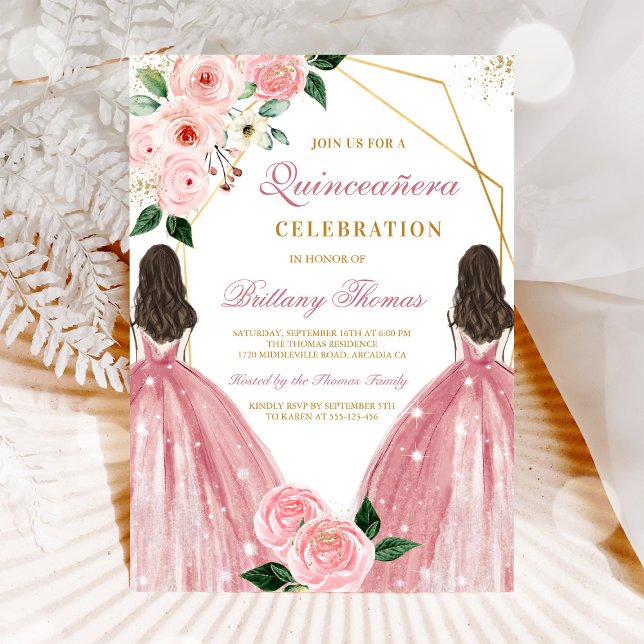 Elegant Floral Quinceañera Invitation (Creator Uploaded)