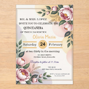 Elegant Floral Quinceañera Invitation – Editable