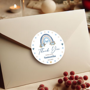 Elegant Floral Rainbow Baby Shower Thank You Classic Round Sticker