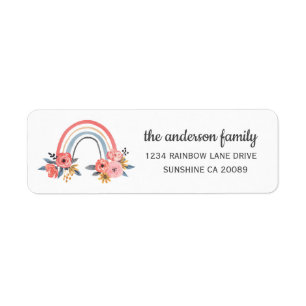 Elegant Floral Rainbow Watercolor Return Address Label