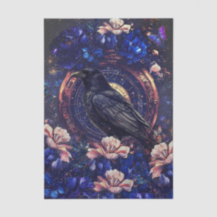 Elegant Floral Raven & Butterfly Decoupage Tissue Paper