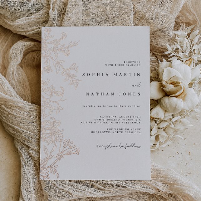 Elegant Floral Real Rose Gold Foil Wedding  (Creator Uploaded)
