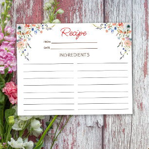 Elegant Floral Recipe Card
