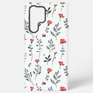 Elegant Floral – Red and Black Botanical Pattern Samsung Galaxy Case