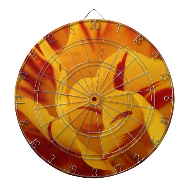 Elegant Floral Red and Gold Monsella Tulips Dartboard (Front)