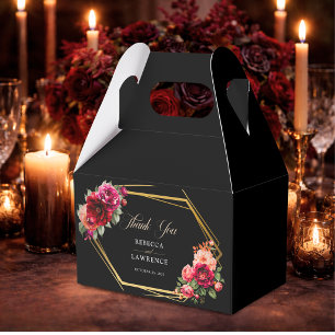 Elegant floral red black moody Romantic wedding Favour Box