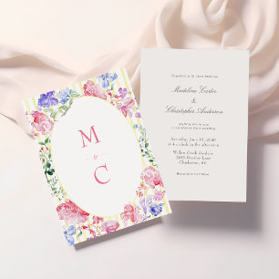 Elegant Floral Regency Monogram Wedding Invitation