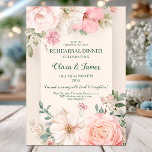 Elegant floral rehearsal dinner card