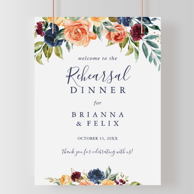 Elegant Floral Rehearsal Dinner Welcome Sign (Creator Uploaded)