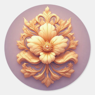 Elegant Floral Relief Design With Ornate Details Classic Round Sticker