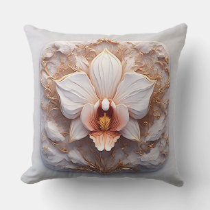 Elegant Floral Relief Design With Ornate Details Cushion