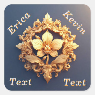 Elegant Floral Relief Design With Ornate Details Square Sticker