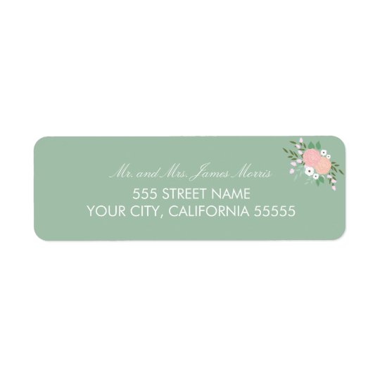 Elegant Floral Return Address Label - Mint